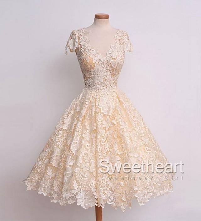 wedding photo - Lace V Neck Short Prom Dress, Homecoming Dress from Sweetheart Girl