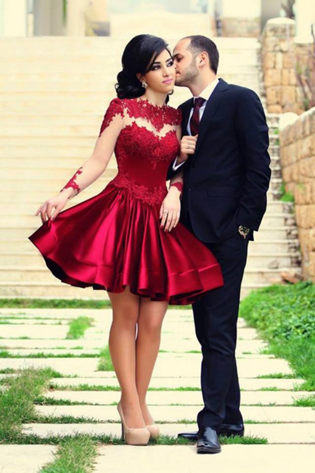 wedding photo - short length a-line scoop 2015 beautiful prom dress - bessprom.com