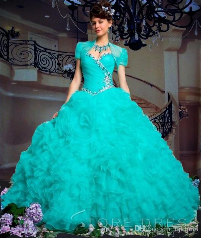 teal and white quinceanera dresses