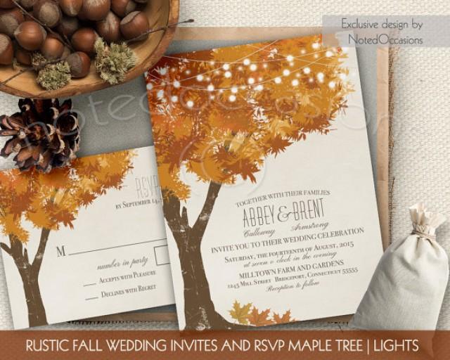 wedding photo - Rustic Fall Wedding Invitations Kit Autumn Oak Tree Wedding with Rustic Tree Leaves Fall Wedding Invitation Digital Printable Wedding Set