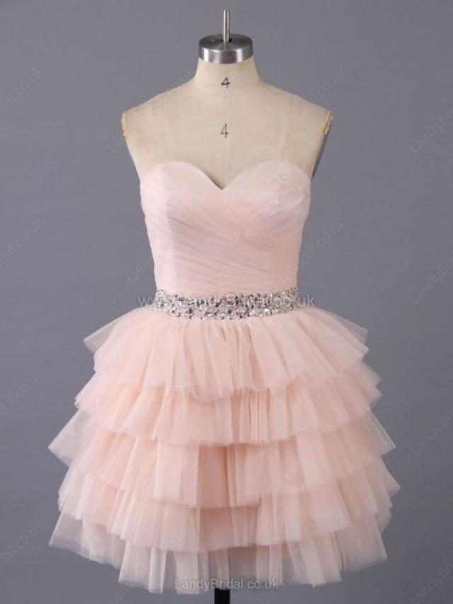 wedding photo - UK A-line Tulle Sweetheart Short/Mini Tiered Prom Dresses