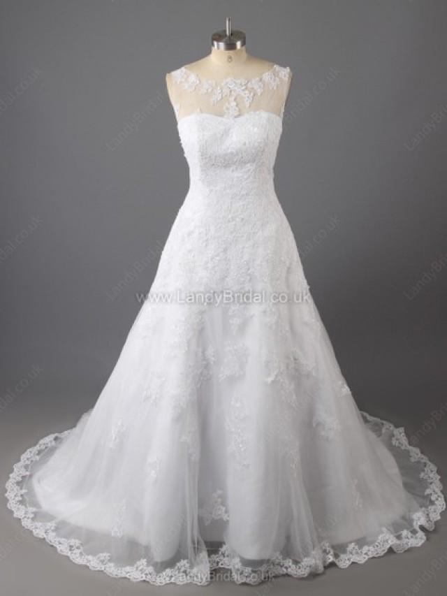 wedding photo - UK Princess Tulle Court Train Beading Wedding Dresses