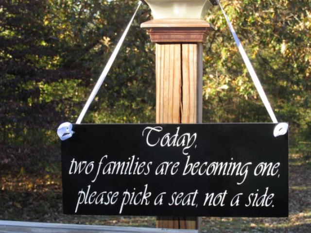 wedding photo - Today, two families are becoming one / Wood Wedding Sign / Hung by Ribbon / Painted Solid Wood / Choose Your Font