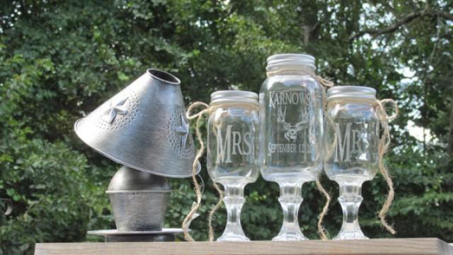 wedding photo - Personalized / Rustic Deer Unity Sand Set / Redneck Wine Toasting Glasses / Mason Jars / Mr. Mrs. Buck Sand Ceremony / Choice of Lids
