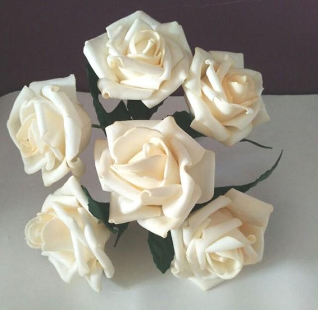 wedding photo - 36 pcs Light Champagne Roses Artificial Flowers For Wedding Centerpieces Decor Bridal Bouquet Beige Flowers