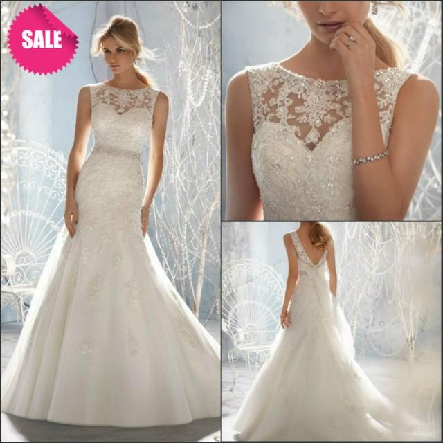 wedding photo - Wedding Dresses with Pearls Bridal Gown with Lace and Beadings