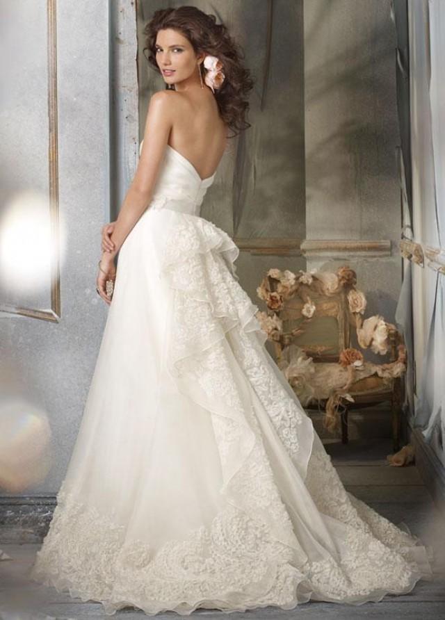 wedding photo - Gorgeous Tiered Back Details Sweetheart Wedding Dress with Lace Chapel Train Zipper Back Closure Bridal Dress with Sash Online with $178.02/Piece on Gama's Store 