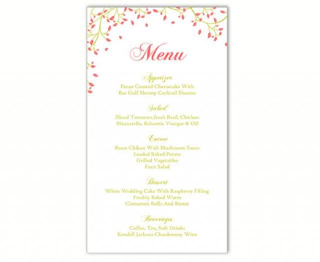 Wedding Menu Template Diy Menu Card Template Editable Text Word File Instant Download Red Green Wedding Menu Selection Template