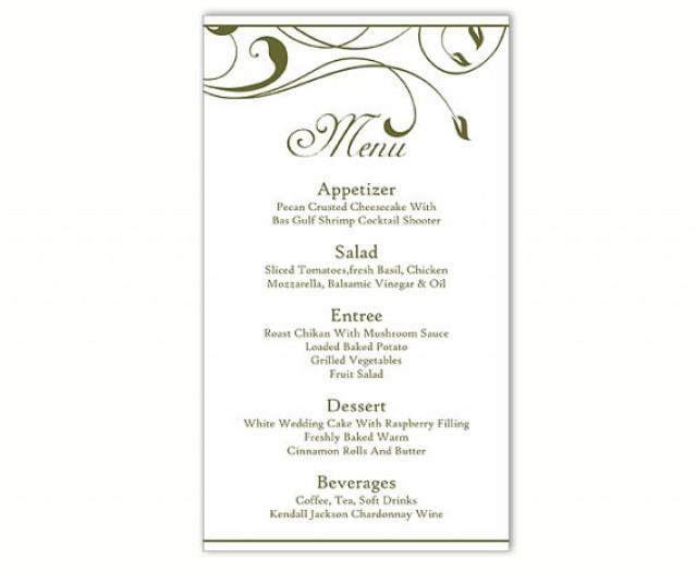 Wedding Menu Template Diy Card Editable Text Word Wedding Menu Template Diy Card Editable Text Word File Instant Green Leaf