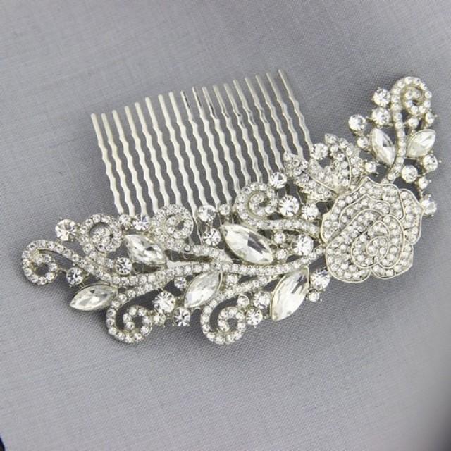 wedding photo - 2015 New Design Flower Rhinestone Bridal Hair Comb Clip Pin Pieces Wedding Austrian Crystal Flora Accessories Jewelry Bride Headpiece