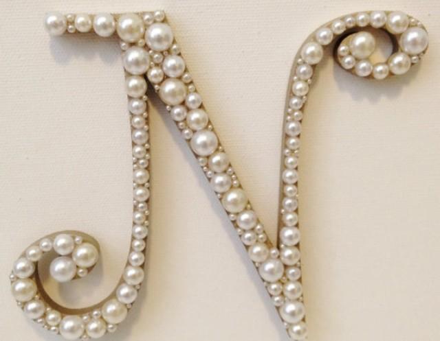 Curly Pearl Monogram Cake Topper Any Letter A B C D E F