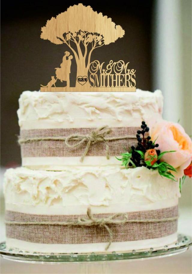 wedding photo - Rustic Wedding Cake Topper - Custom Wedding Cake Topper - Personalized Monogram Cake Topper - Mr and Mrs Cake Topper - Bride and Groom a cat