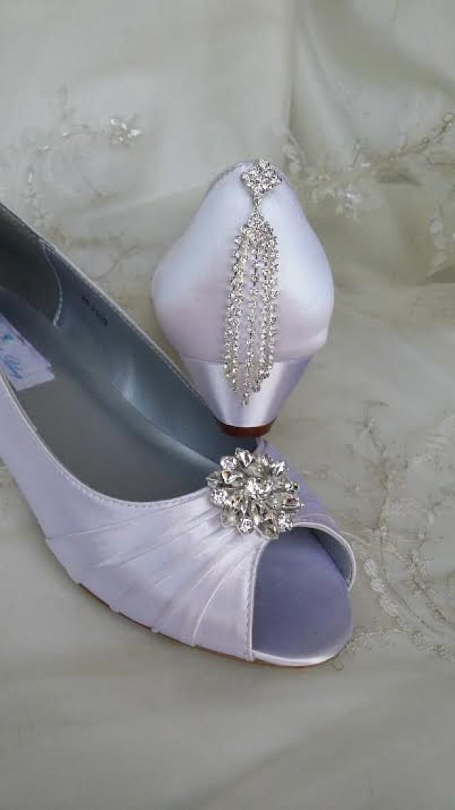 Wedding Shoes Wedge Shoes Bridal Wedges with Crystal Brooch Dyeable Shoes Pick Your color