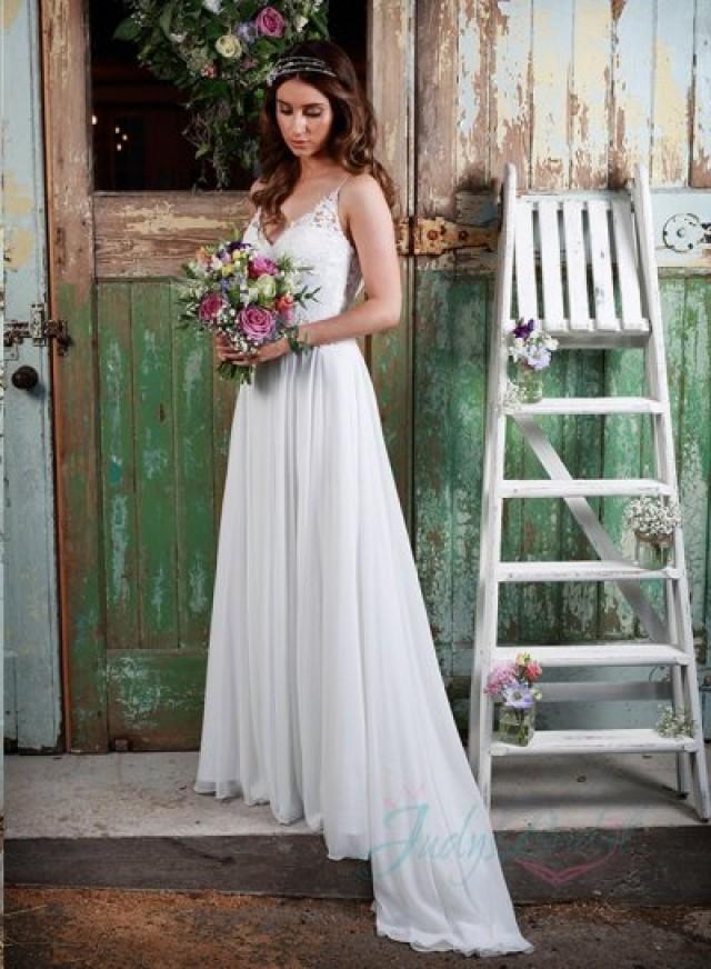 Sexy Spaghetti Straps Flowy Chiffon Boho Wedding Dress 2384096 Weddbook 3053