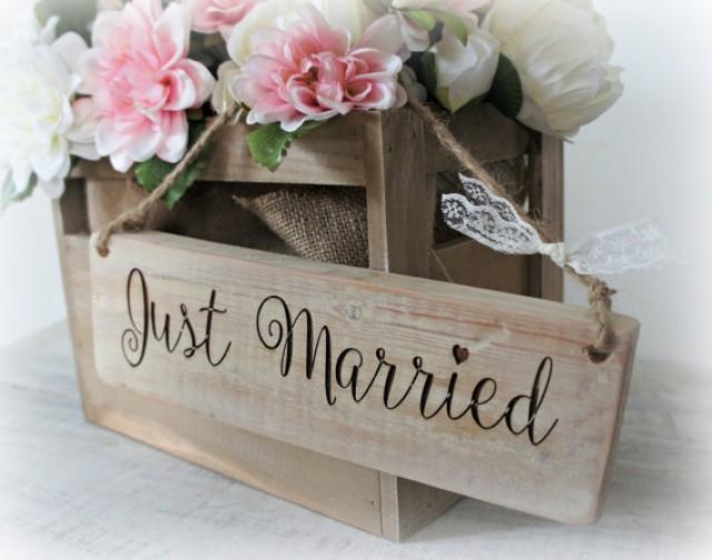 sign wood rustic just shabby sign  married chic wooden married reclaimed just  rustic engraved