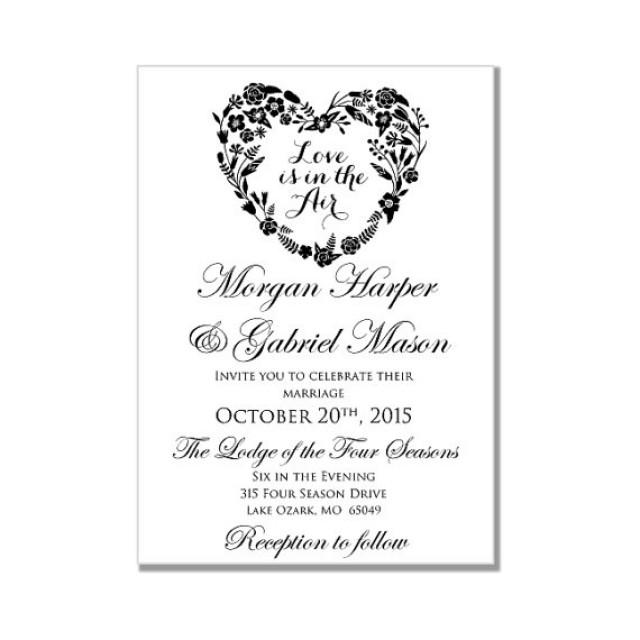 Wedding Invitation Template - Love Is In The Air - Heart ...