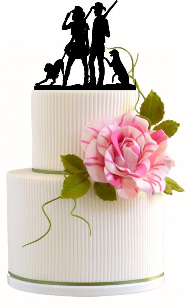 wedding photo - Wedding Cake Topper / Engagement / Gun Lovers