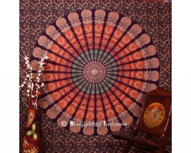 wedding photo - Purple Mor Pankh Indian Twin Tapestry