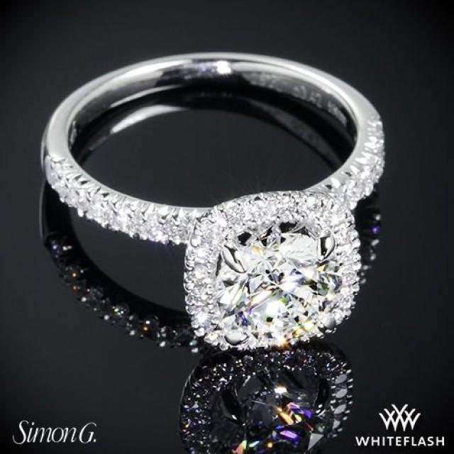 wedding photo - 18k White Gold Simon G MR2132 Passion Diamond Engagement Ring