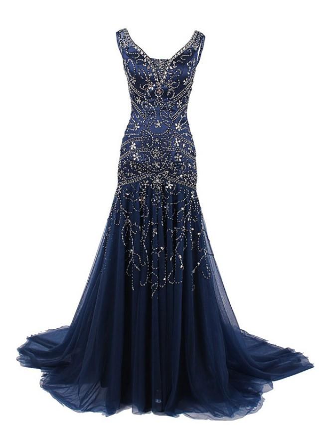 wedding photo - Dark Navy Blue Evening Dress