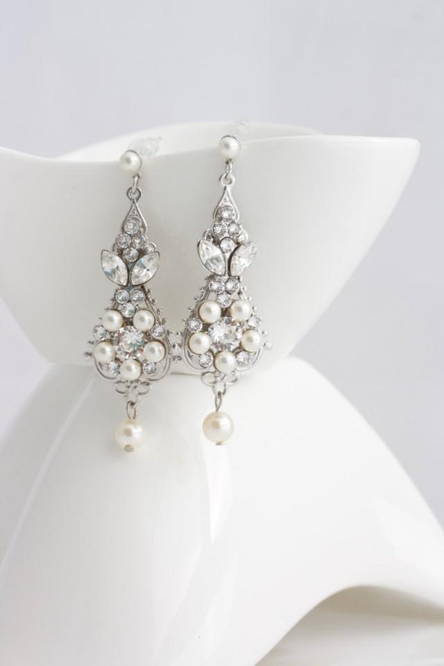 vintage bridal earrings vintage  chandelier earrings pearl chandelier earrings wedding  earrings  small