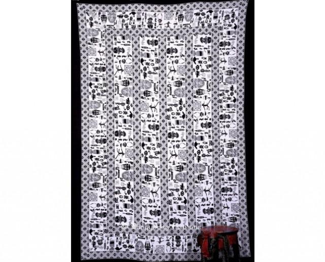 wedding photo - Black and White African Print Tapestry Bedspread