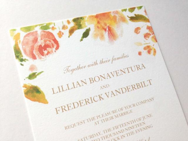 wedding photo - Watercolor Flowers Wedding Invitations