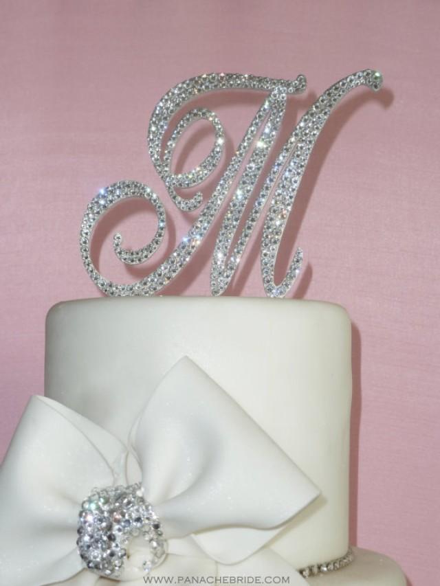 wedding photo - As Seen on TLC's Four Weddings - Monogram cake topper - Swarovski Crystal cake topper