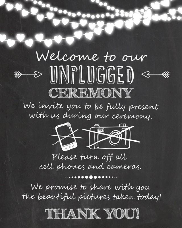 unplugged ceremony sign