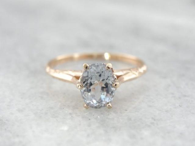 wedding photo - Fine Pale Lavender Sapphire Ring In Scrollwork Rose Gold