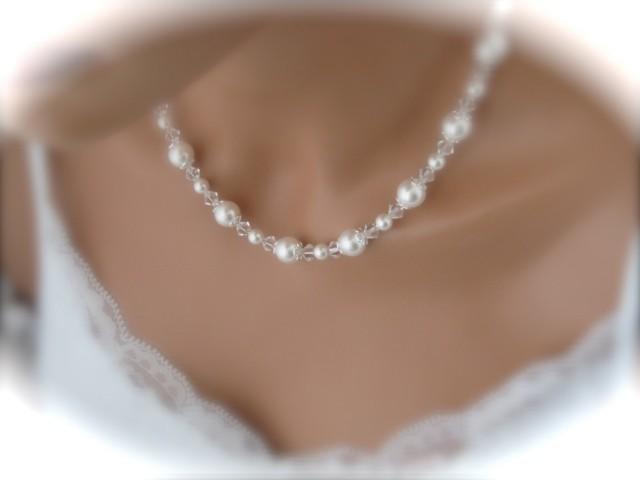 wedding photo - bridal necklace wedding jewelry pearl necklace bridal jewelry Swarovski