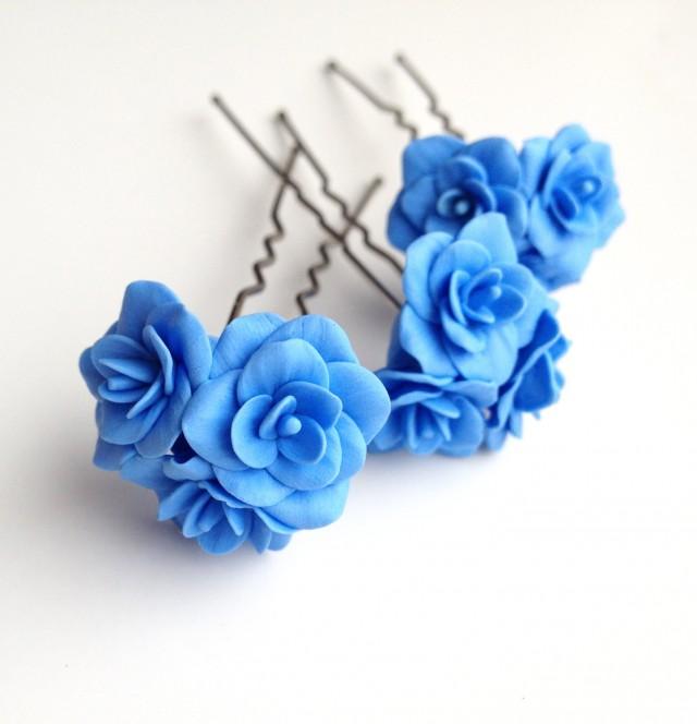 blue flower pin blue flower hair pin bobby pins flower blue flower pin blue flower hair pin bobby pins flower