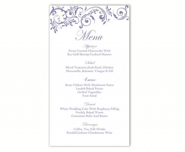 Wedding Menu Template DIY Menu Card Template Editable Text Word File