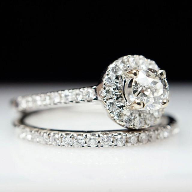 sale beautiful 76ct 14k white gold round solitaire halo diamond engagement ring wedding band set complete bridal wedding set 2412518 weddbook - Engagement Rings With Wedding Band Set sale beautiful 76ct 14k white gold round solitaire halo diamond engagement ring wedding band set complete bridal wedding set 2412518 weddbook - Engagement Rings With Wedding Band Set