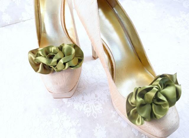 Rustic Shoe Clips - Woodland Fairy Shoes -Leaf Green Shoes - Wedding Shoe Clips - Bridal Shoe Clips - Prom Shoe Clips - Bridal Shoes