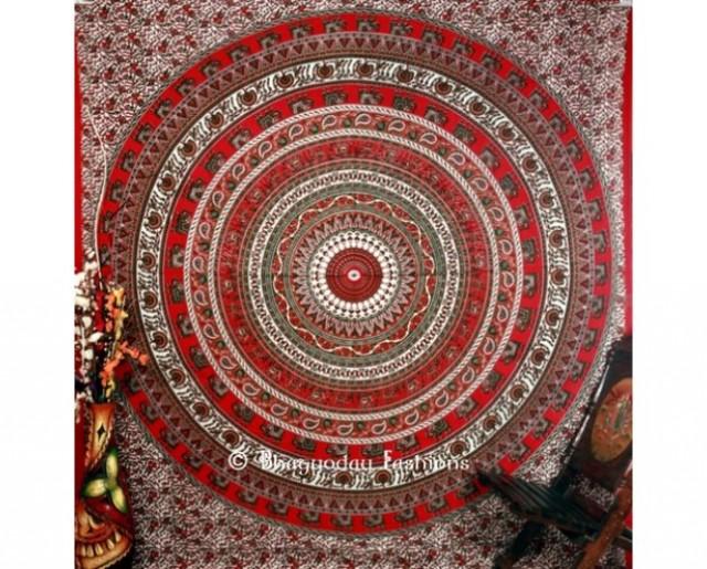 wedding photo - Buy Red Handlook Peacock Style Psychedelic Boho Tapestry Wall Hanging