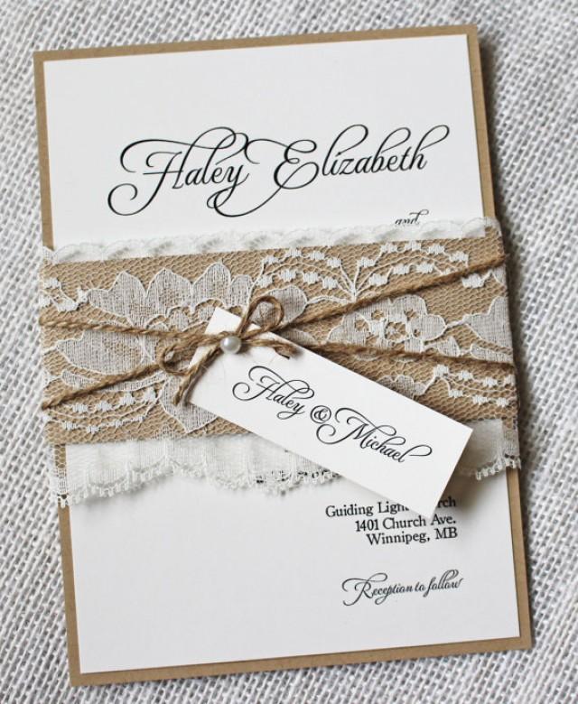 wedding photo - Rustic Wedding Invitations. Lace Wedding Invitation. Shabby Chic Wedding. Wedding Invitation Suite. Wedding Stationary.
