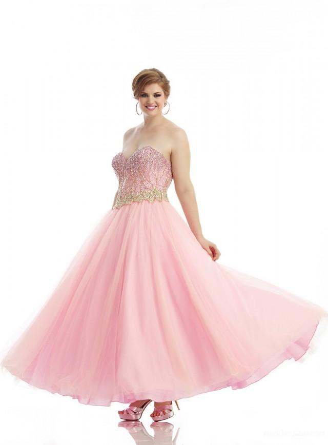 wedding photo - Pink Beading A-Line Sweetheart Lace-up Long Plus Size Formal Dress