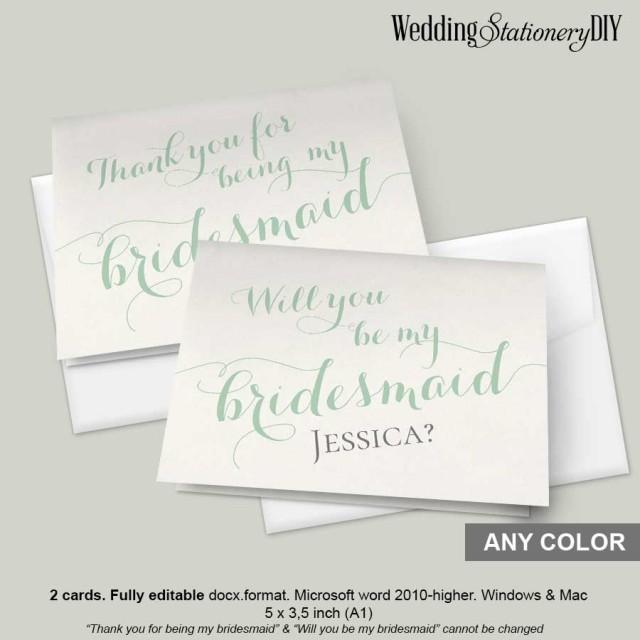 wedding photo - Mint bridesmaid proposal card