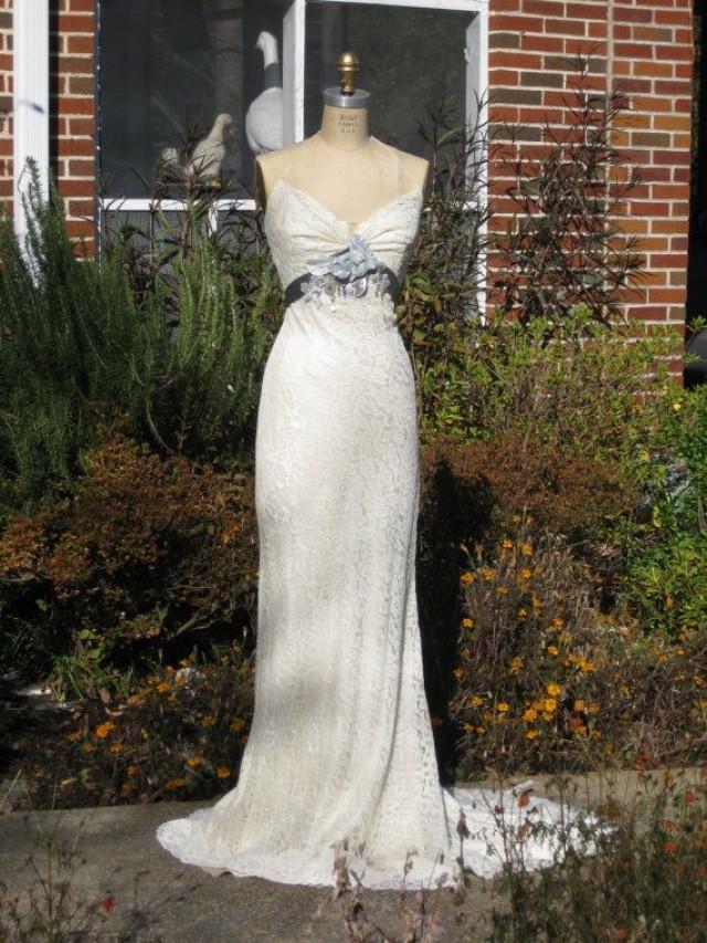 wedding photo - Creme Lace And Silk Charmeuse Bias Cut Gown One Of A Kind Reserved For Kezeigler
