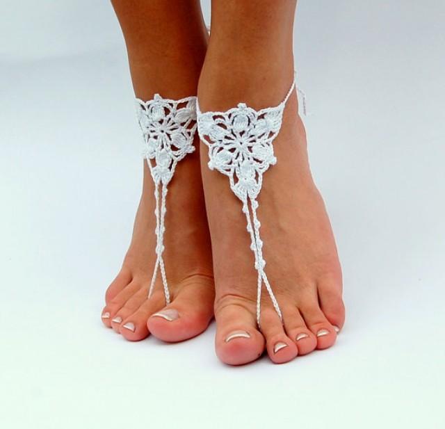 wedding photo - Barefoot Sandals, Beach wedding shoes, Wedding Accessory, Nude shoes, Anklet, Foot Jewelry