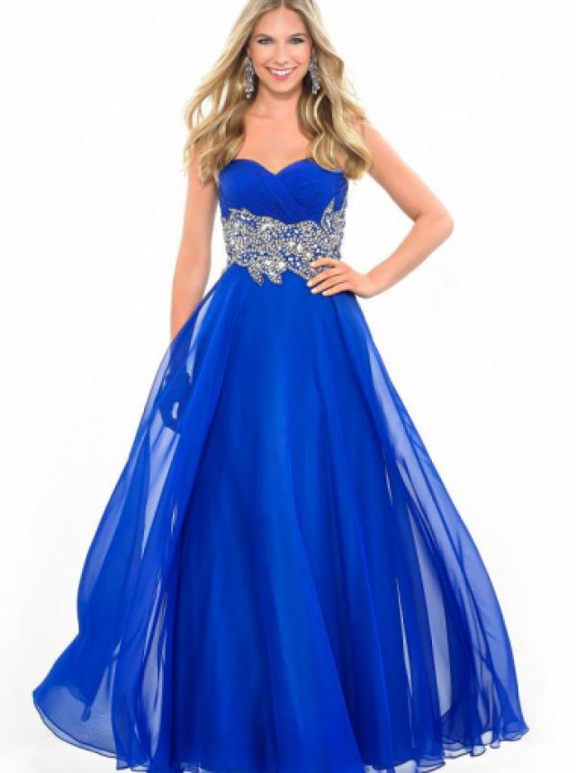wedding photo - A-line Sweetheart Natural Floor Length Sleeveless Beading Ruched Chiffon Royal Blue Prom / Homecoming / Evening Dresses By Splash H111