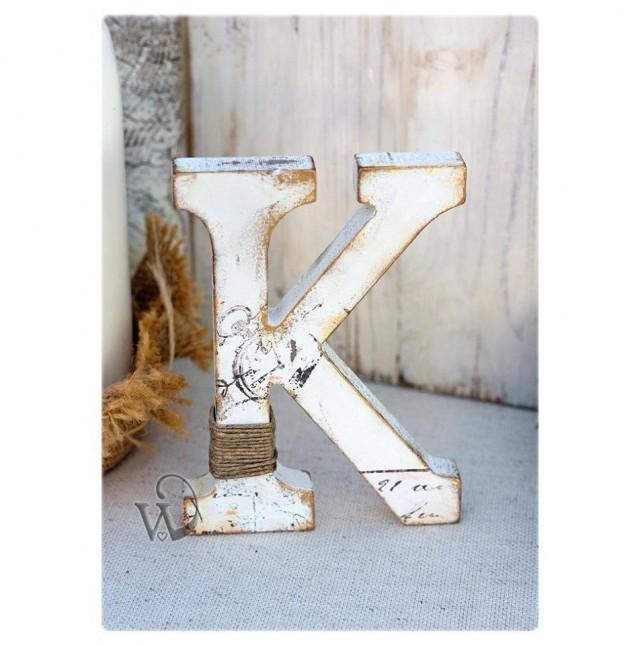 wedding photo - Rustic Wedding Letter: Stand alone letter - Decorative Nursery letter - Wedding decorations - Cake topper letter - Table centerpiece K