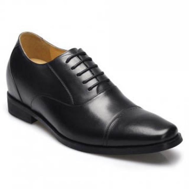 wedding photo - Black calfskin leather cap toe dress shoes to make you taller - Coupon Code "SAVE10"  get $10 off.