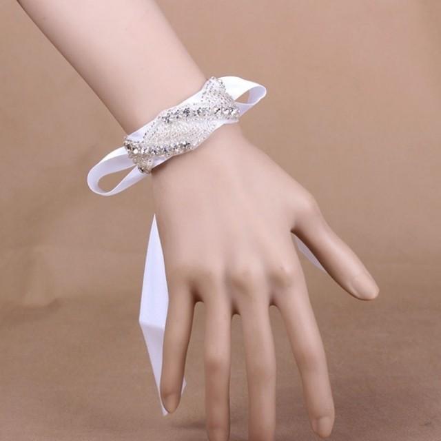 wedding photo - Man-Made Strap Rhinestone Wrist Band Hand Band Wedding Accessory Bracelet