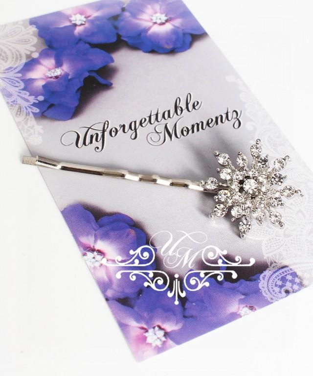 Wedding Jewelry Rhinestone Snowflake Hair Pins Bridal Headpiece