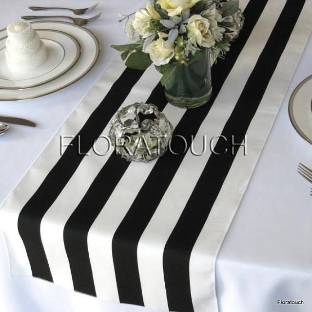 runner table length and  wedding  table with  runner black white stripe white wedding table runner