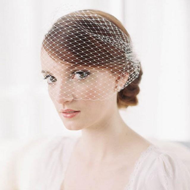 wedding photo - Vintage Tulle Blusher Headband Birdcage Veil Wedding Accessory