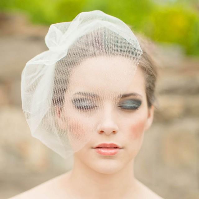 wedding photo - Rustic Blusher Simple Handmade Birdcage Veil Bridal Hair Accessory