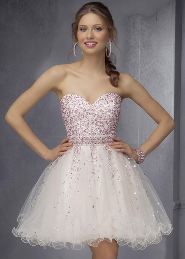 wedding photo - Champagne Strapless Mori Lee 9286 Beaded Homecoming Dress [Mori Lee 9286] - $213.00 : Cheap Prom Dresses 2015 For Sale,Save Up to 60%